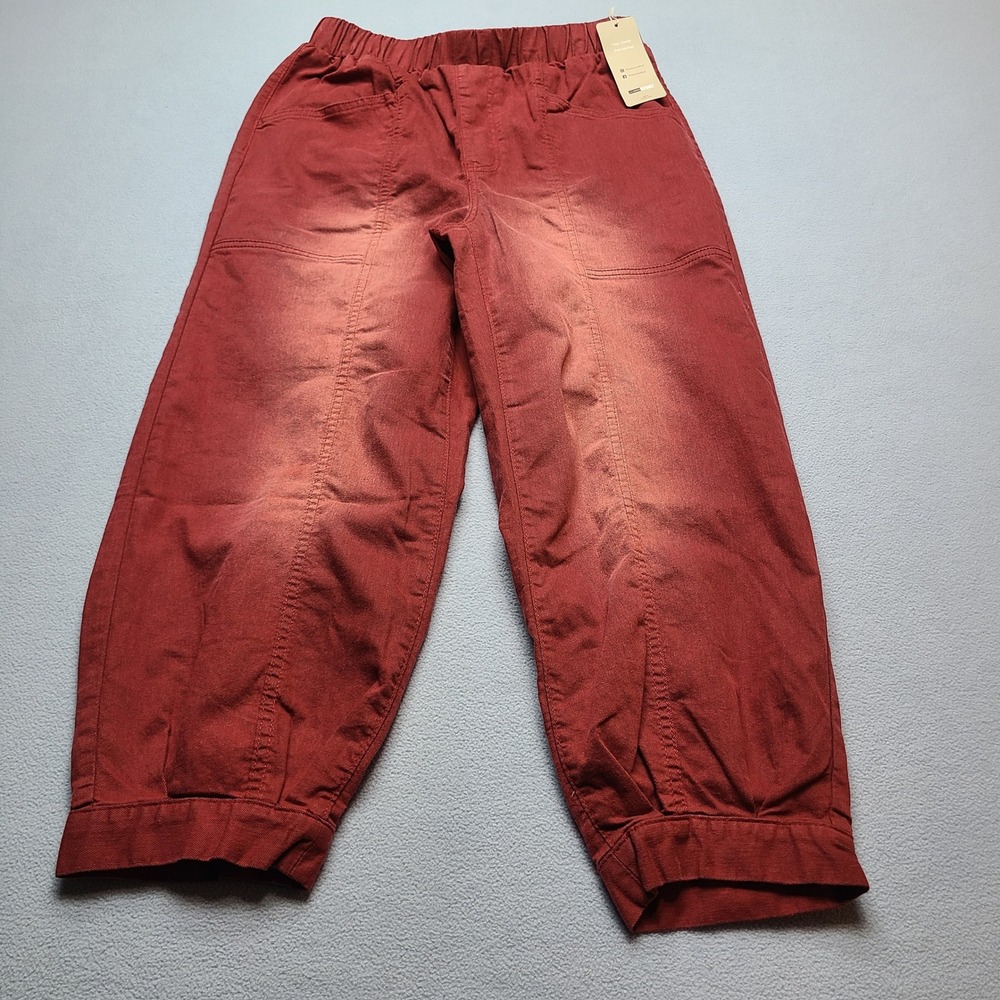 Emery Rose Jogger Pants Womens 0XL Red New High Waist Faded Paneled Tapered